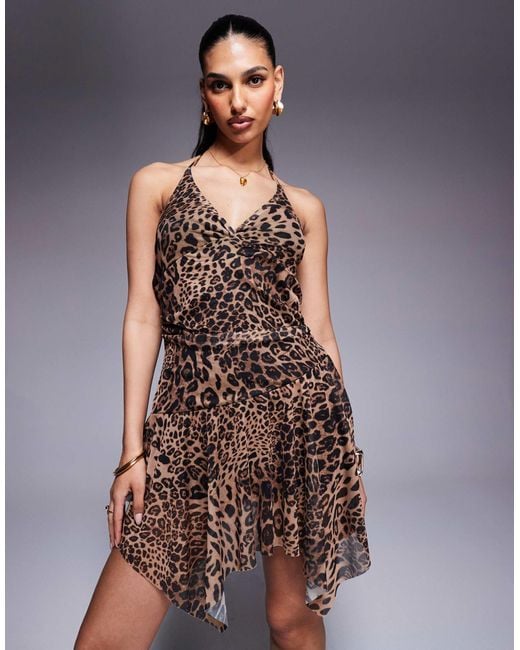 Princess Polly Multicolor Chiffon V Neck Asymmetric Hem Mini Dress