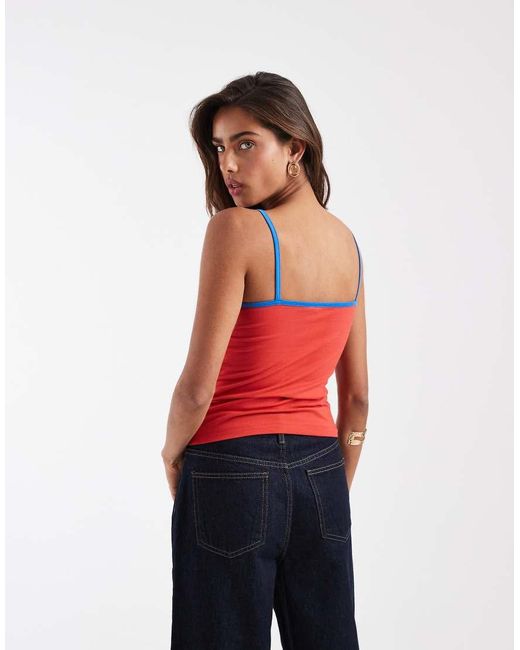 ASOS Red Contrast Strap Cami With Cove Graphic