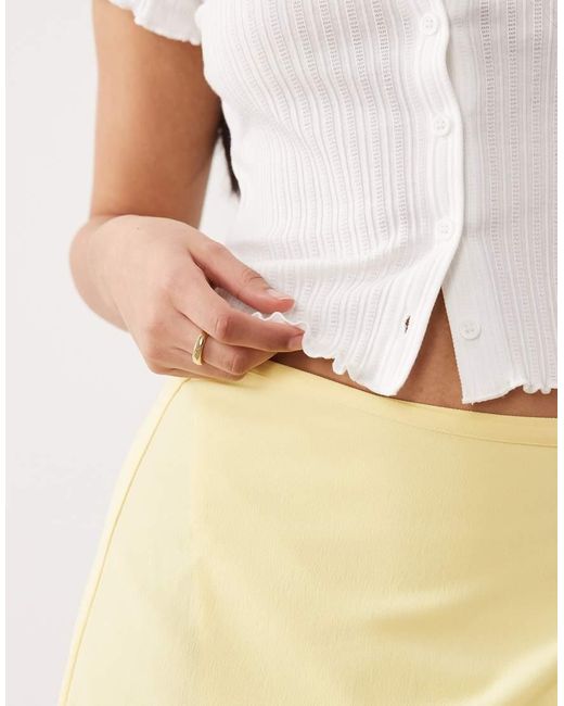 Miss Selfridge Natural Fitted Shirt With Lettuce Edge