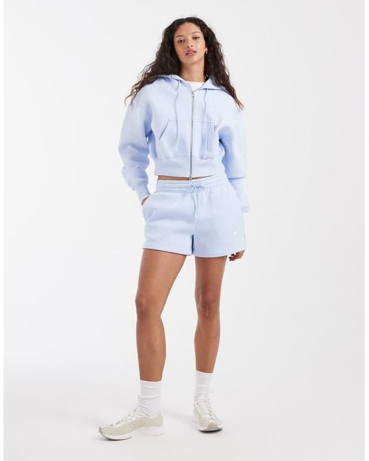 Nike Blue Phoenix Fleece Cropped Full Zip Hoodie