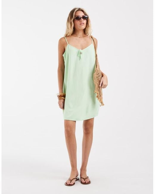 Vero Moda Green Tie Front Cami Mini Dress