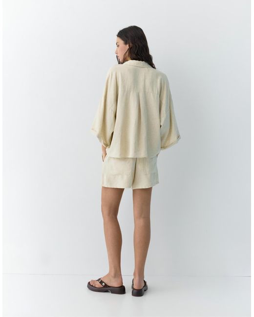 Pull&Bear Natural – rustic – hemd aus leinenmix