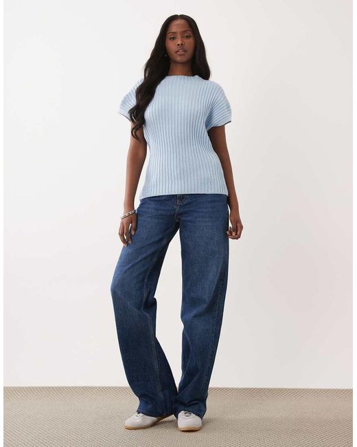 ASOS Blue Knitted Cinched Pleated Top