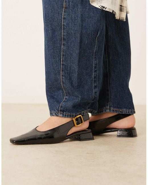 ASOS Natural Loretta Chisel Toe Slingback Ballets