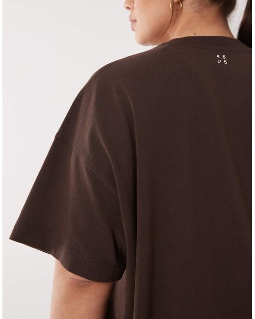 4505 Brown Curve Icon Heavyweight Cotton Oversized T-shirt With Quick Dry Finish