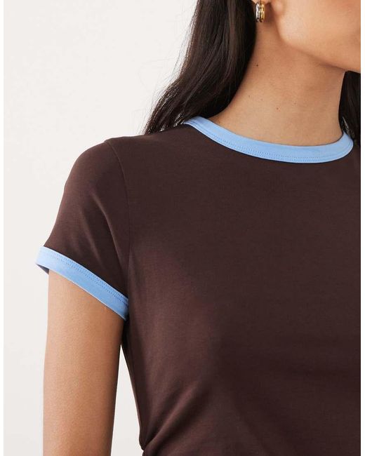 ASOS Brown Ringer Detail Midi T-shirt Dress