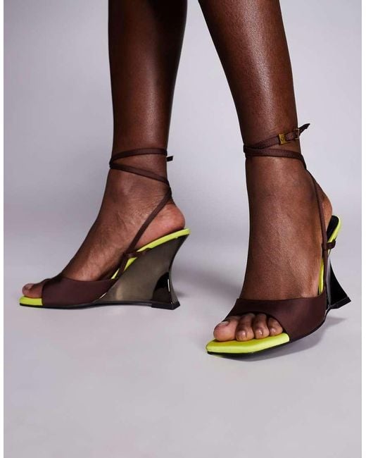 ASOS Brown Nightshade Electroplated Sculpted Wedge Sandals