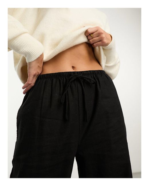 Cotton On Black Cotton On Wide Leg Relaxed Trousers With Drawstring Waist