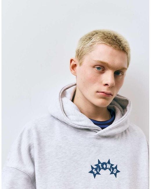 Pull&Bear Gray Stwd Boxy Hoodie for men