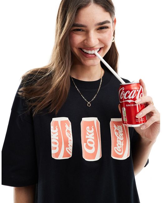 ASOS Red Oversized Heavyweight T-shirt With Coca-cola Cans Licence Graphic