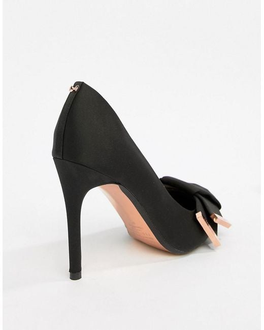 Ted Baker Bow Detail Satin Heeled Pumps in Black | Lyst