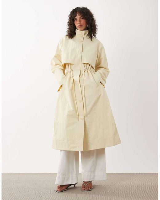 Nobody's Child Natural Funnel Neck Longline Drawstring Parka Jacket