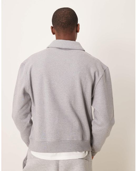 ASOS Gray Premium Heavyweight Co-ord Oversized Boxy Polo Sweatshirt for men
