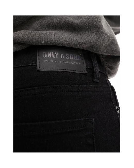 Only & Sons Black Warp Skinny Fit Jeans for men