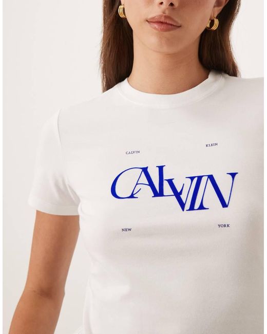 Calvin Klein White Slim Graphic Baby Tee