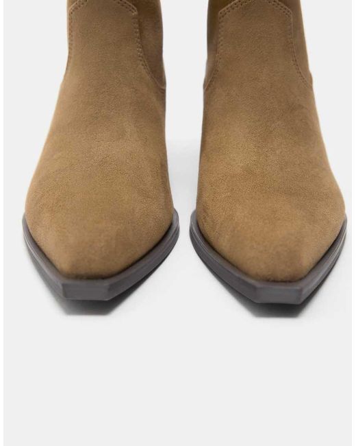 Pull&Bear Brown Cowboy Ankle Boots