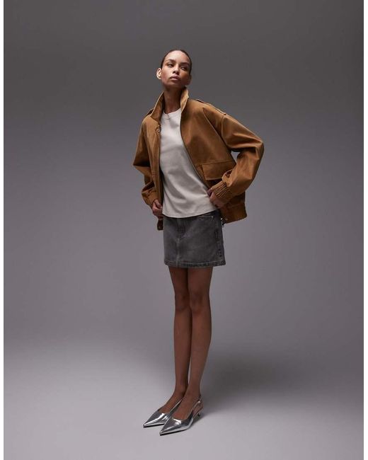 Minifalda Vaquera Muy Corta De TOPSHOP de color Gray