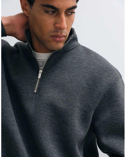 ASOS White Relaxed Boxy Funnel Half Zip for men