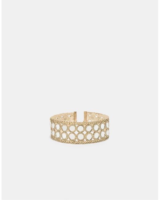 Stradivarius White Double-mirror Choker Necklace