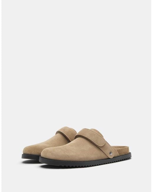 Pull&Bear Natural – leder-clogs