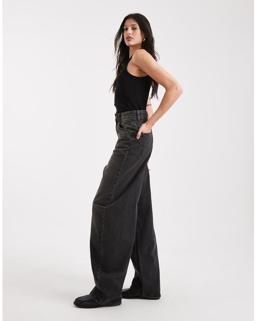 ASOS Black Asos Design Tall High Waisted Barrel Leg Jeans