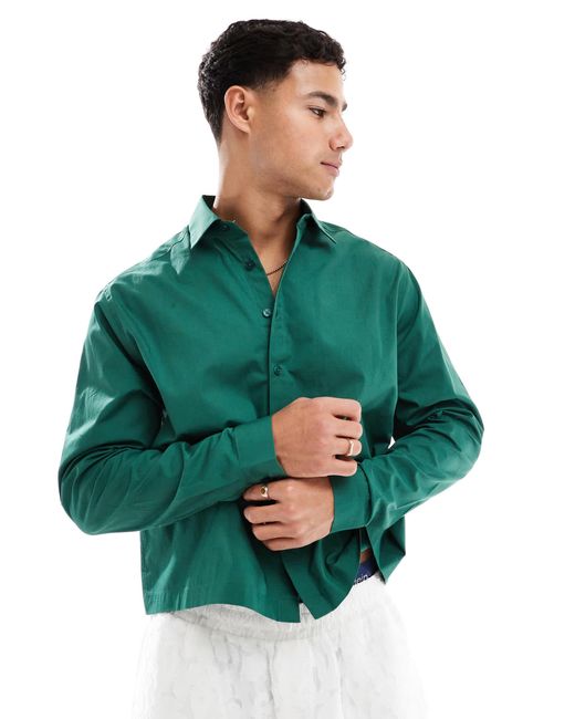 ASOS – kastiges oversize-hemd aus popeline in Green für Herren