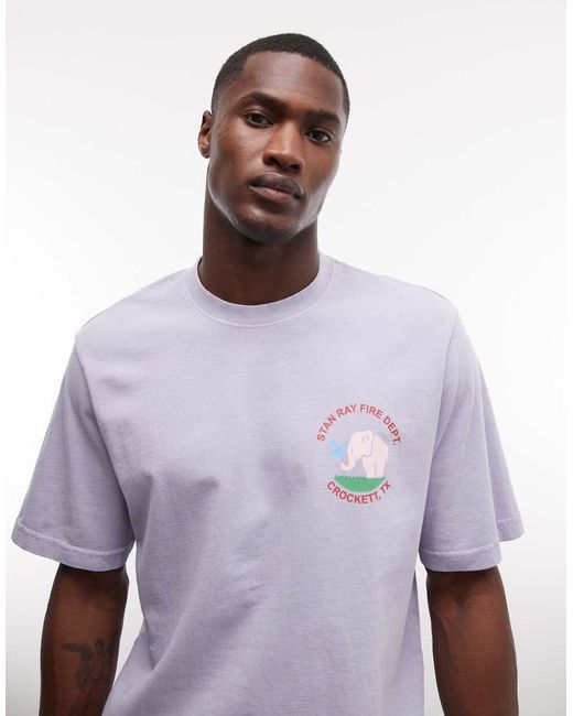 Stan Ray Purple Elephant Graphic Back Print Short Sleeve T-shirt for men