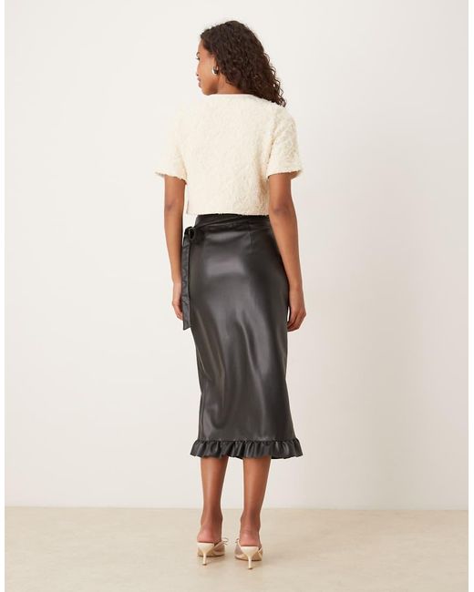 Never Fully Dressed Natural Jaspre Pu Ruffle Midi Skirt