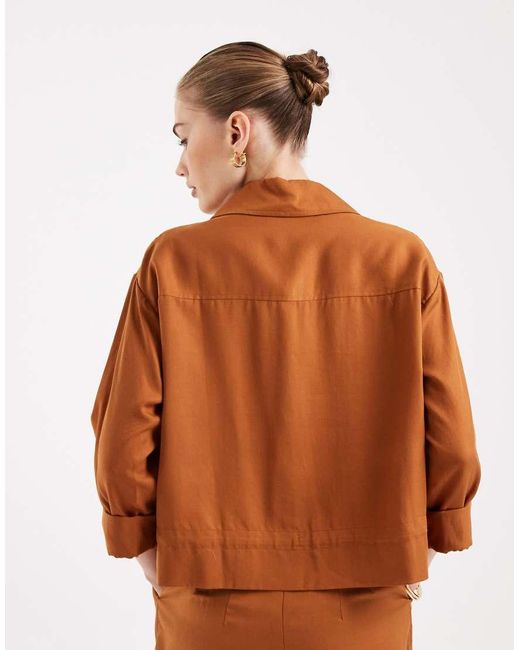 ASOS Brown Soft Textured Utility Shirt Co-Ord