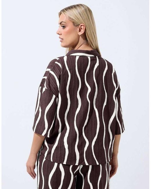 Yours Clothing Brown Printed Boxy Shirt