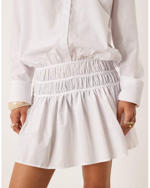 ASOS Natural Blouson Shirt Mini Dress With Dropped Waist