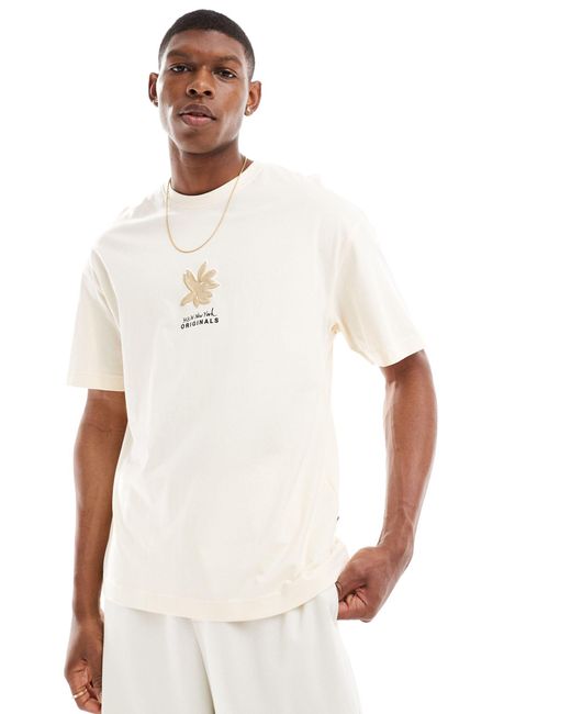 Jack & Jones White Oversized T-shirt With 3d Flower Print for men