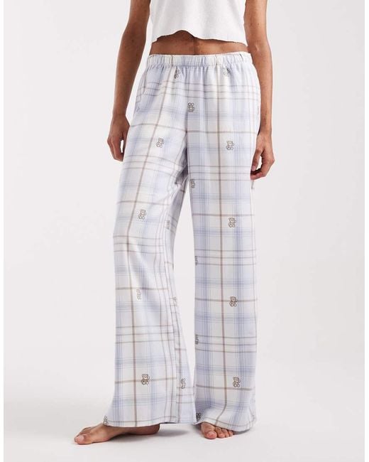 Hollister White baggy Flannel Pyjama Bottoms