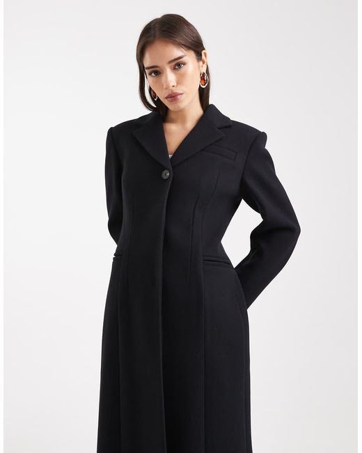 ASOS Blue Longline Formal Coat With Nipped Waist