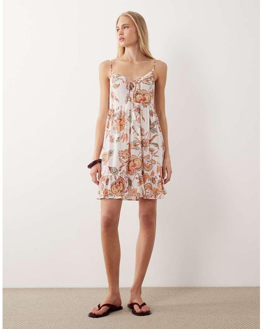 Accessorize Pink Floral Tie Front Mini Beach Dress
