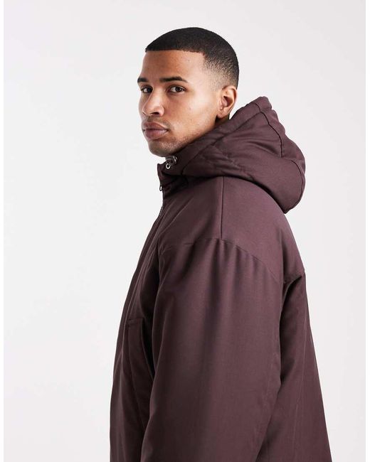 ASOS Gewatteerd Jack Met Capuchon in het Brown voor heren