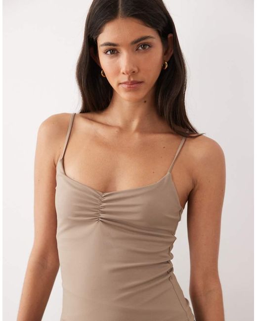 Gina Tricot Brown Cropped Soft Yoga Top