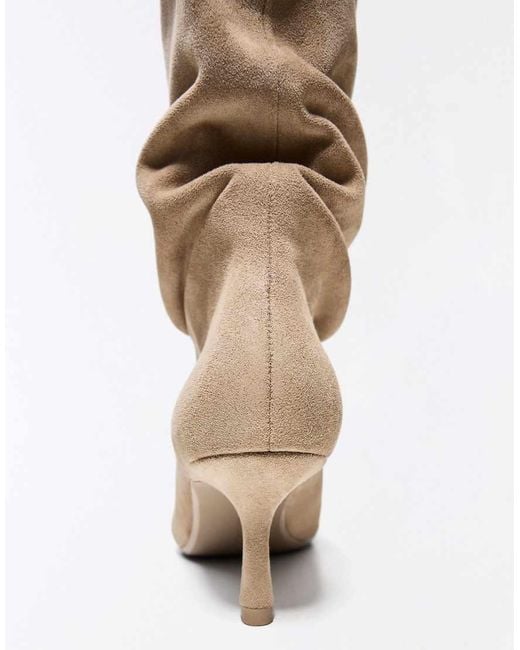 Bershka White Split Kitten Heel Boots