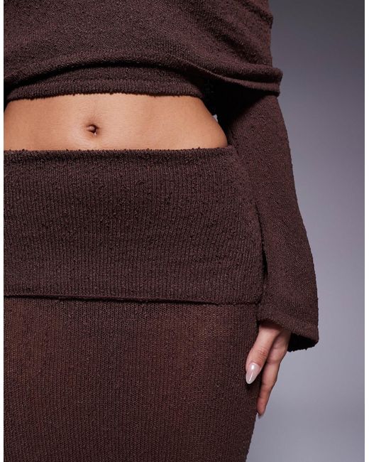 Yasmin - jupe longue d'ensemble en maille bouclée avec rabat oversize - chocolat foncé Wanderdoll en coloris Blue
