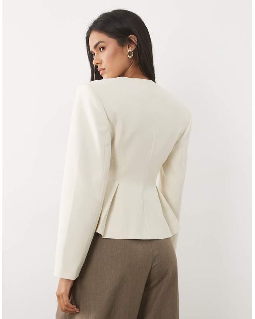 Miss Selfridge Natural Tailored Power Shoulder Peplum Blazer