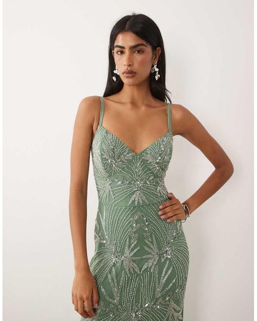 Beauut Green Embellished Cami Maxi Dress