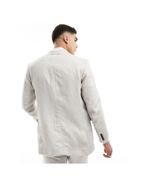 SELECTED White Linen Mix Suit Jacket for men