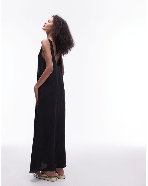 Robe longue froncée à encolure dégagée TOPSHOP en coloris Black