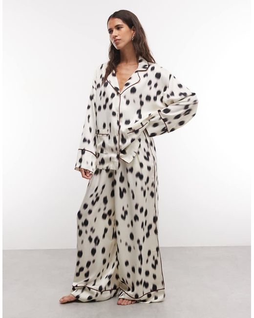 ASOS White Oversized Satin Long Sleeve Pyjama Set