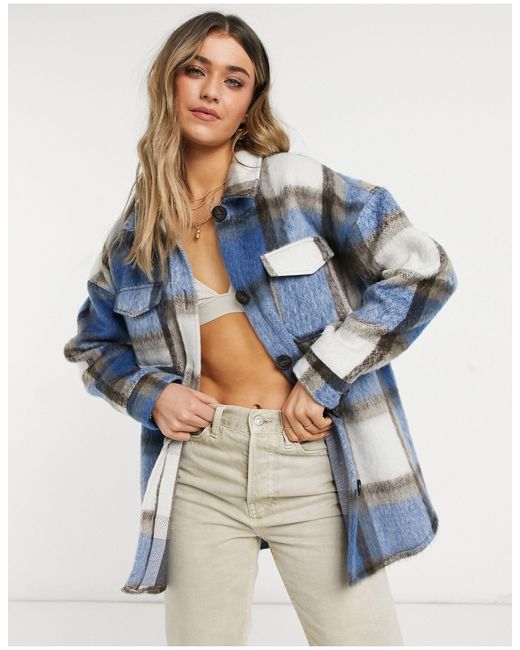 ONLY Blue Checked Shacket