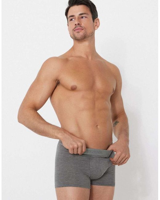 Tezenis Gray Stretch Viscose Boxers With Logo Elastic for men