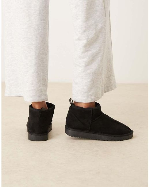 Gina Tricot Natural Faux Suede Boot Slipper