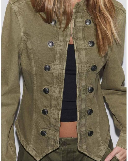 Stradivarius Green Twill Jacket With Buttons