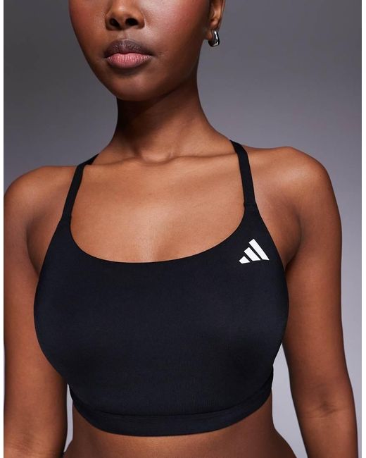 Adidas Originals Blue Adidas Training Optime Light Support Sports Bra