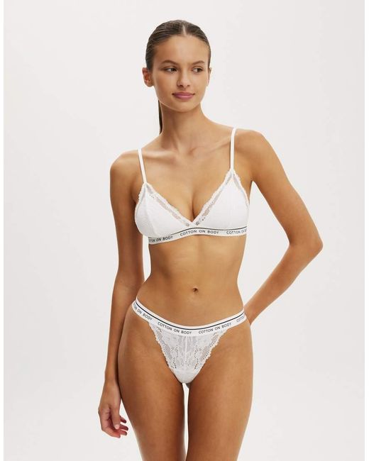 Cotton On White Everyday Lace Triangle Padded Bralette